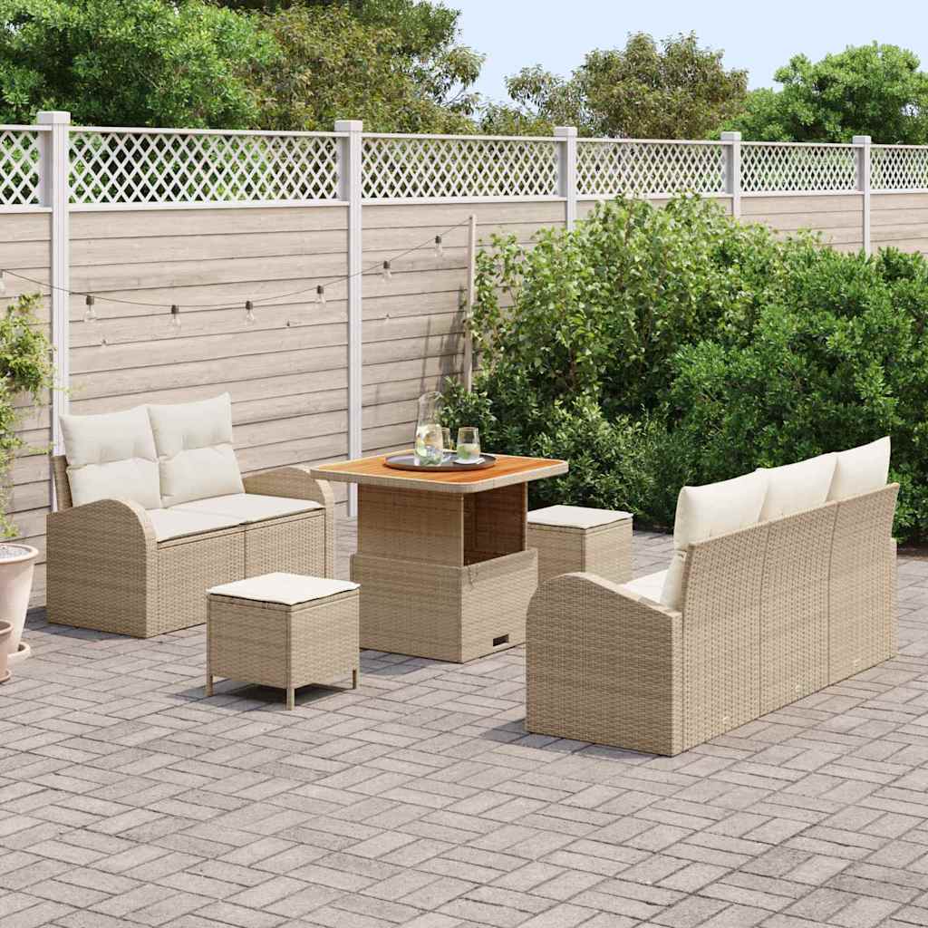 Conjunto de Sofá de Jardim 8 pcs Bege e Creme 80 x 80 x 71 cm