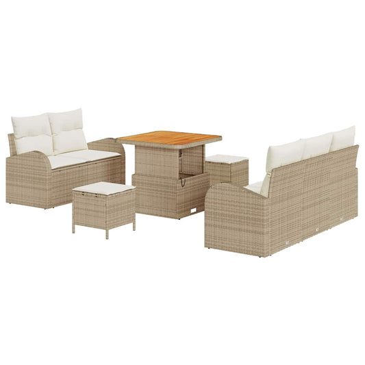 Conjunto de Sofá de Jardim 8 pcs Bege e Creme 80 x 80 x 71 cm