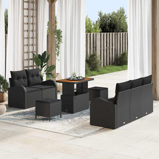 Conjunto de Sofá de Jardim 8 pcs Preto 90 x 55 x 71 cm