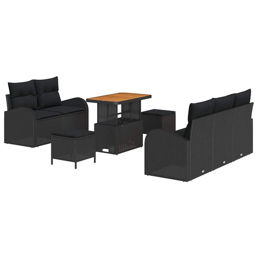 Conjunto de Sofá de Jardim 8 pcs Preto 90 x 55 x 71 cm