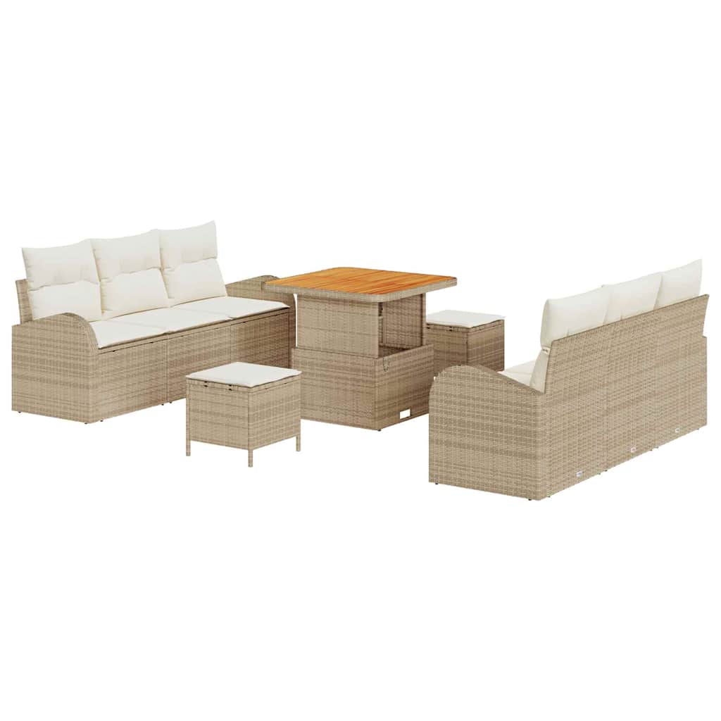 Conjunto de Sofá de Jardim 9 pcs Bege e Creme 80 x 80 x 71 cm