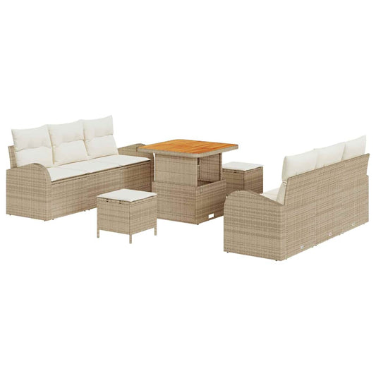 Conjunto de Sofá de Jardim 9 pcs Bege e Creme 80 x 80 x 71 cm