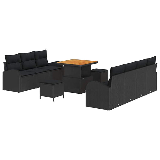 Conjunto de Sofá de Jardim 10 pcs Preto 80 x 80 x 71 cm