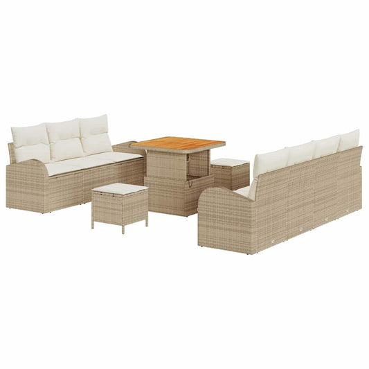 Conjunto de Sofá de Jardim 10 pcs Bege e Creme 80 x 80 x 71 cm