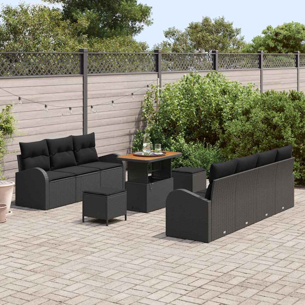 Conjunto de Sofá de Jardim 10 pcs Preto 90 x 55 x 71 cm