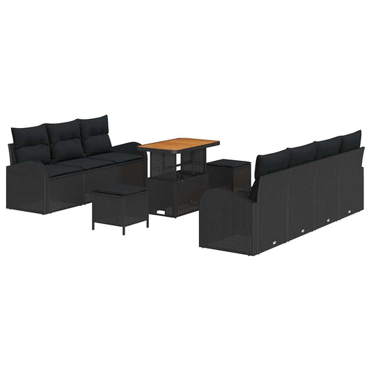 Conjunto de Sofá de Jardim 10 pcs Preto 90 x 55 x 71 cm