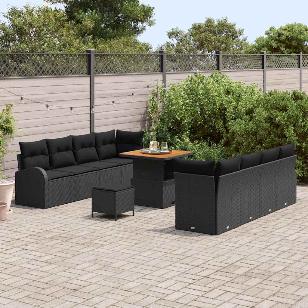 Conjunto de Sofá de Jardim 11 pcs Preto 80 x 80 x 71 cm
