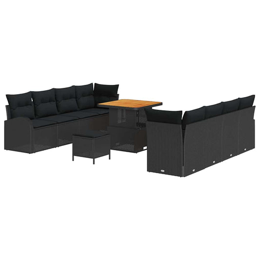 Conjunto de Sofá de Jardim 11 pcs Preto 80 x 80 x 71 cm