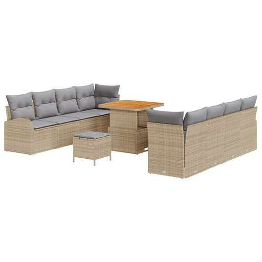 Conjunto de Sofá de Jardim 11 pcs Bege e Cinza Claro