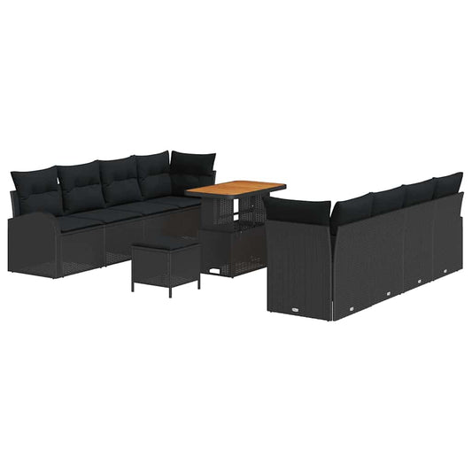 Conjunto de Sofá de Jardim 11 pcs Preto 90 x 55 x 71 cm