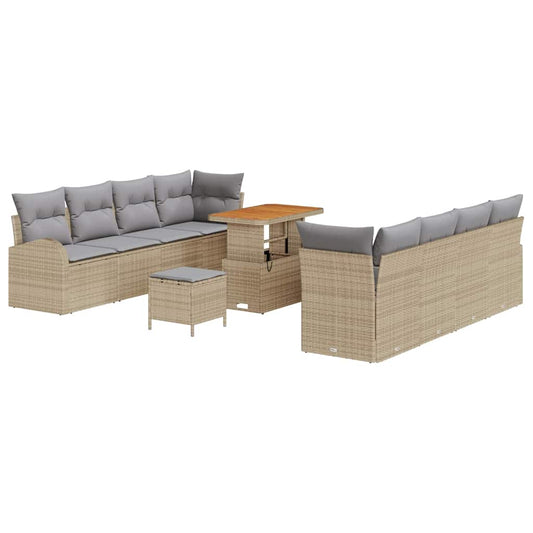 Conjunto de Sofá de Jardim 11 pcs Bege e Cinza Claro