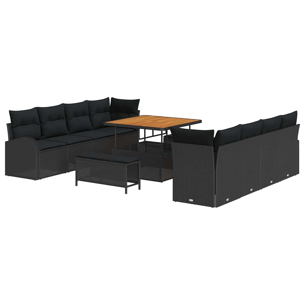 Conjunto de Sofá de Jardim 11 pcs Preto 100 x 100 x 71 cm