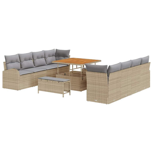 Conjunto de Sofá de Jardim 11 pcs Bege e Cinza Claro