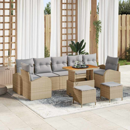 Conjunto de Sofá de Jardim 10 pcs Bege e Cinza Claro