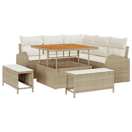 Conjunto de Sofá de Jardim 8 pcs Bege e Creme 100 x 100 x 71 cm