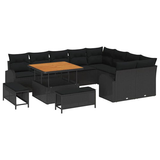Conjunto de Sofá de Jardim 12 pcs Preto 100 x 100 x 71 cm