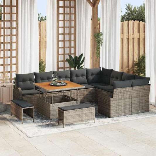 Conjunto de Sofá de Jardim 12 pcs Cinzeto 100 x 100 x 71 cm
