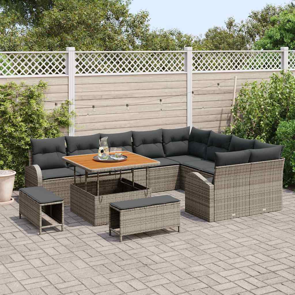 Conjunto de Sofá de Jardim 12 pcs Cinzeto 100 x 100 x 71 cm