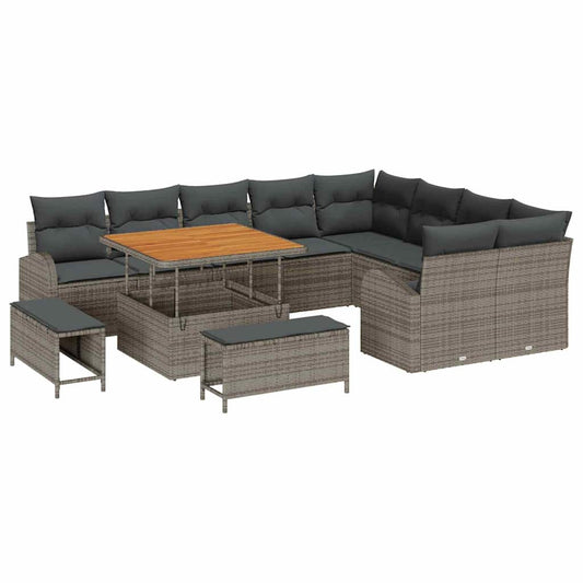 Conjunto de Sofá de Jardim 12 pcs Cinzeto 100 x 100 x 71 cm