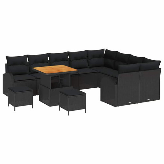 Conjunto de Sofá de Jardim 12 pcs Preto 80 x 80 x 71 cm