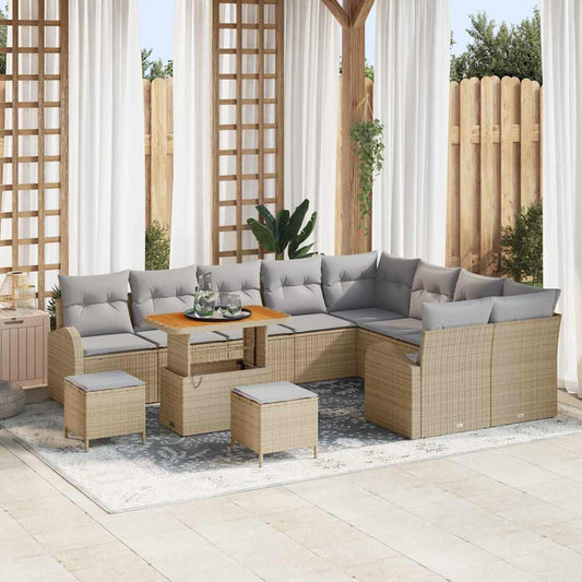 Conjunto de Sofá de Jardim 12 pcs Bege e Cinza Claro