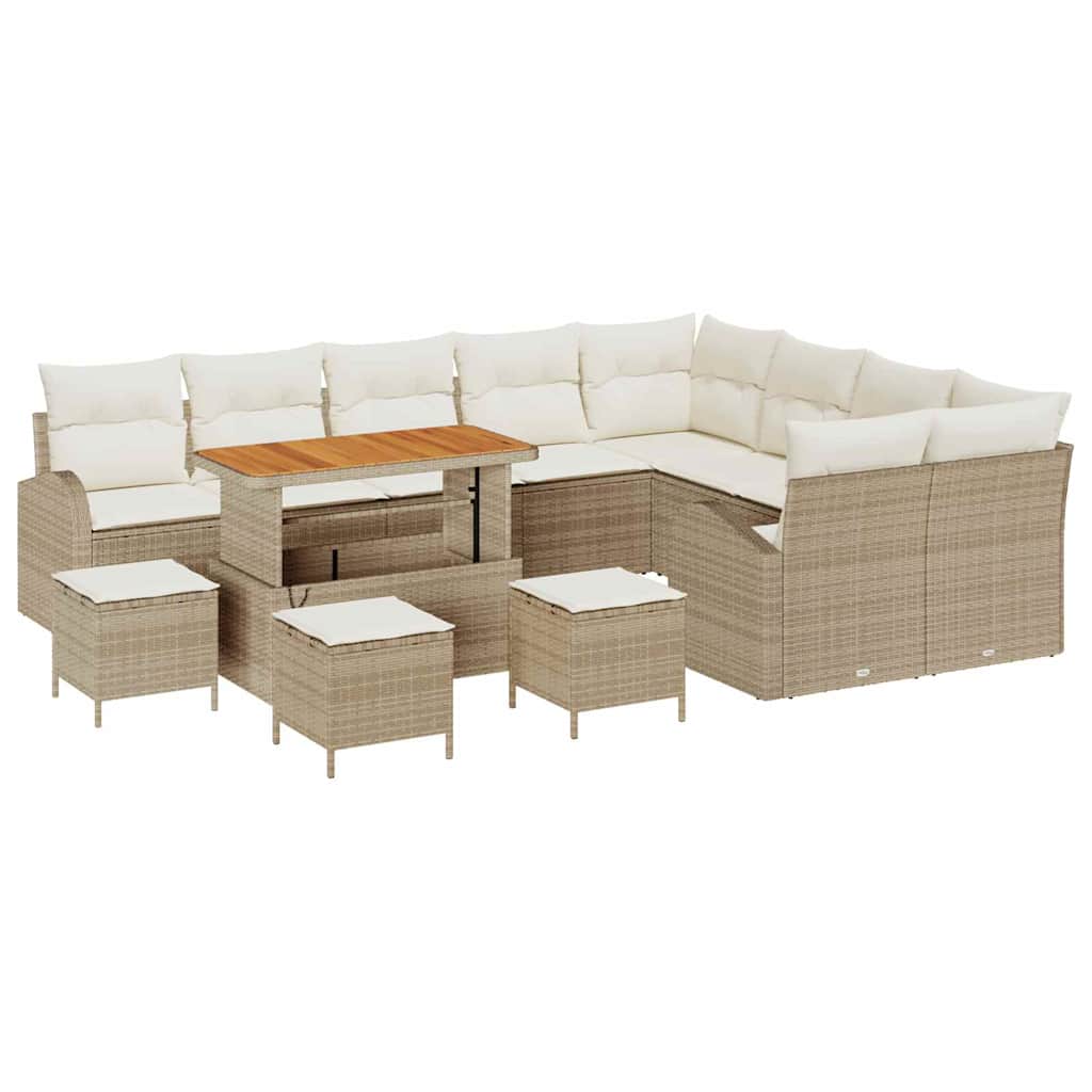 Conjunto de Sofá de Jardim 13 pcs Bege e Creme 110 x 55 x 71 cm