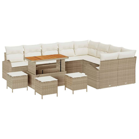 Conjunto de Sofá de Jardim 13 pcs Bege e Creme 110 x 55 x 71 cm
