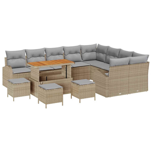 Conjunto de Sofá de Jardim 13 pcs Bege e Cinza Claro