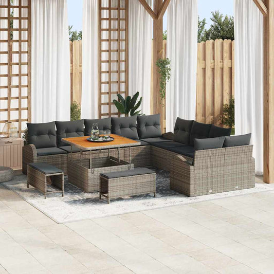 Conjunto de Sofá de Jardim com almofada 13 pcs Cinzeto