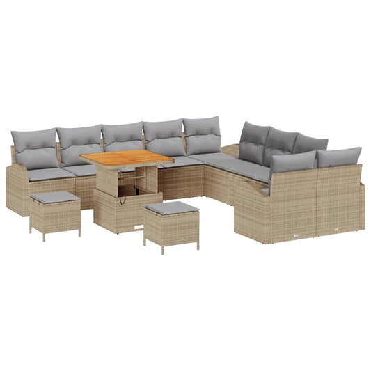 Conjunto de Sofá de Jardim 13 pcs Bege e Cinza Claro