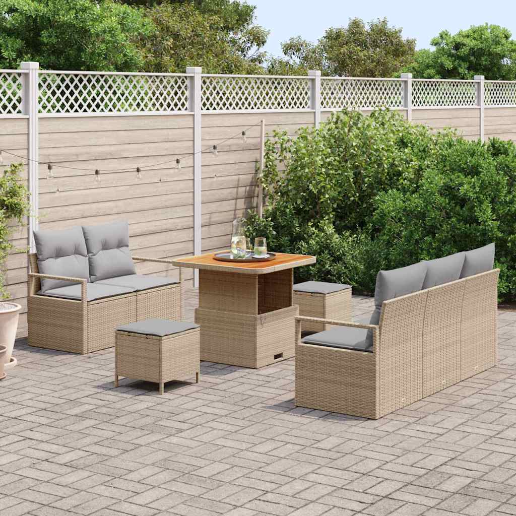 Conjunto de Sofá de Jardim 8 pcs Bege e Cinza Claro