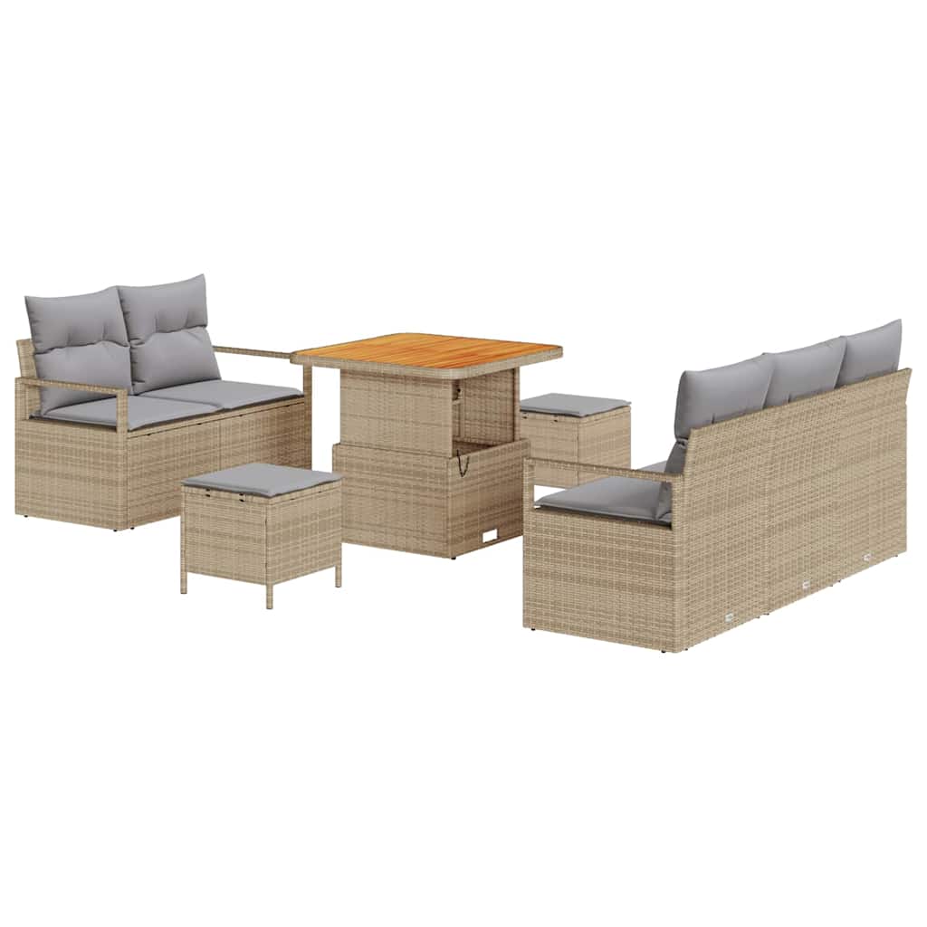 Conjunto de Sofá de Jardim 8 pcs Bege e Cinza Claro