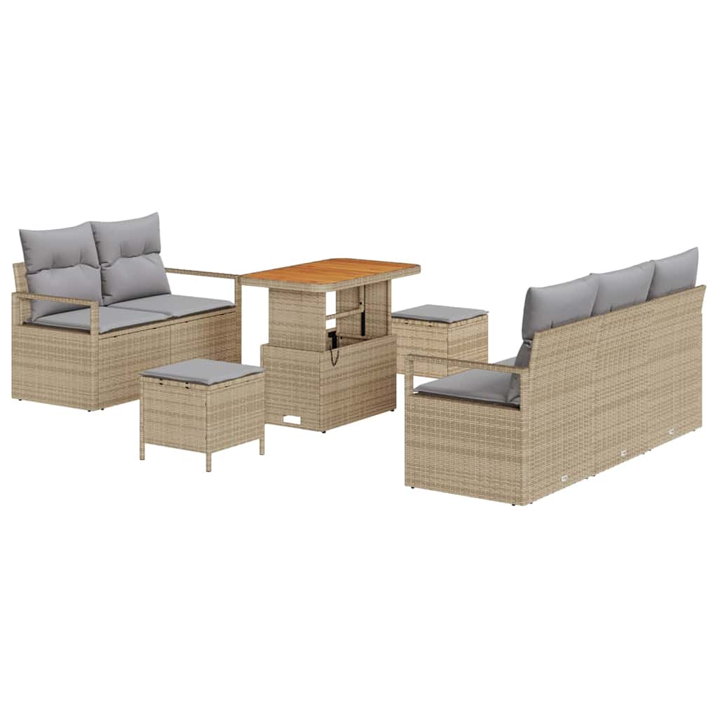 Conjunto de Sofá de Jardim 8 pcs Bege e Cinza Claro