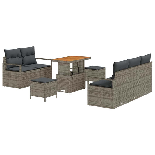 Conjunto de Sofá de Jardim com almofada 8 pcs Cinzeto