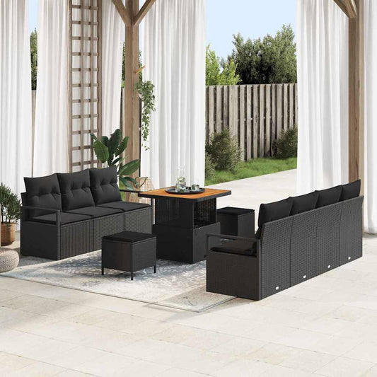 Conjunto de Sofá de Jardim 10 pcs Preto 80 x 80 x 71 cm