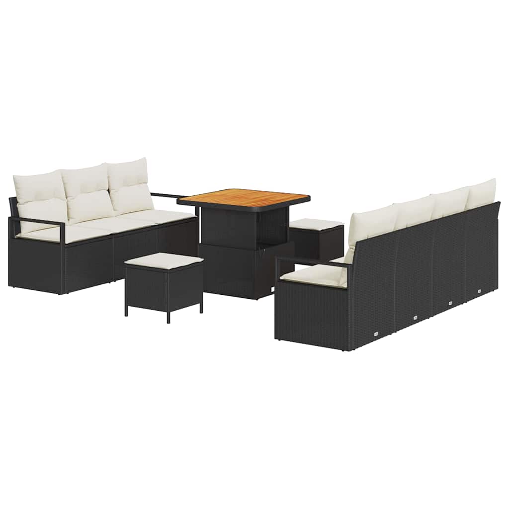Conjunto de Sofá de Jardim 10 pcs Preto e Creme 80 x 80 x 71 cm