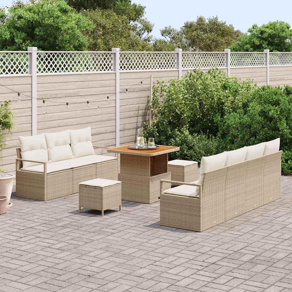 Conjunto de Sofá de Jardim 10 pcs Bege e Creme 80 x 80 x 71 cm