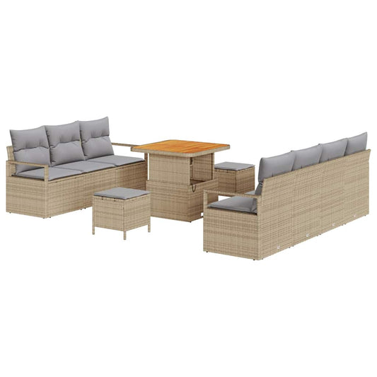 Conjunto de Sofá de Jardim 10 pcs Bege e Cinza Claro