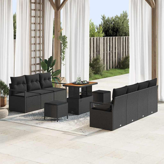 Conjunto de Sofá de Jardim 10 pcs Preto 90 x 55 x 71 cm