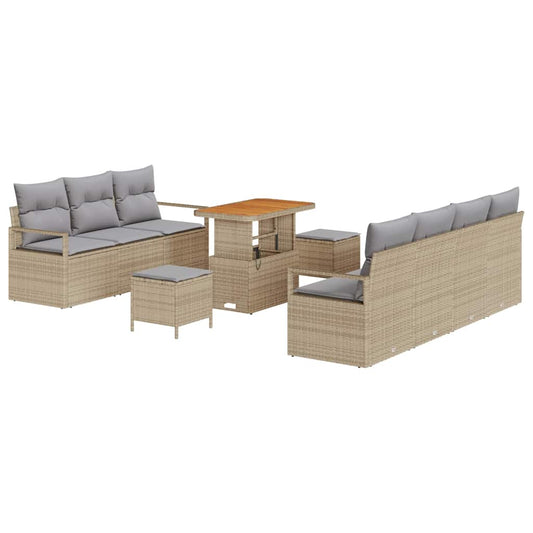 Conjunto de Sofá de Jardim 10 pcs Bege e Cinza Claro