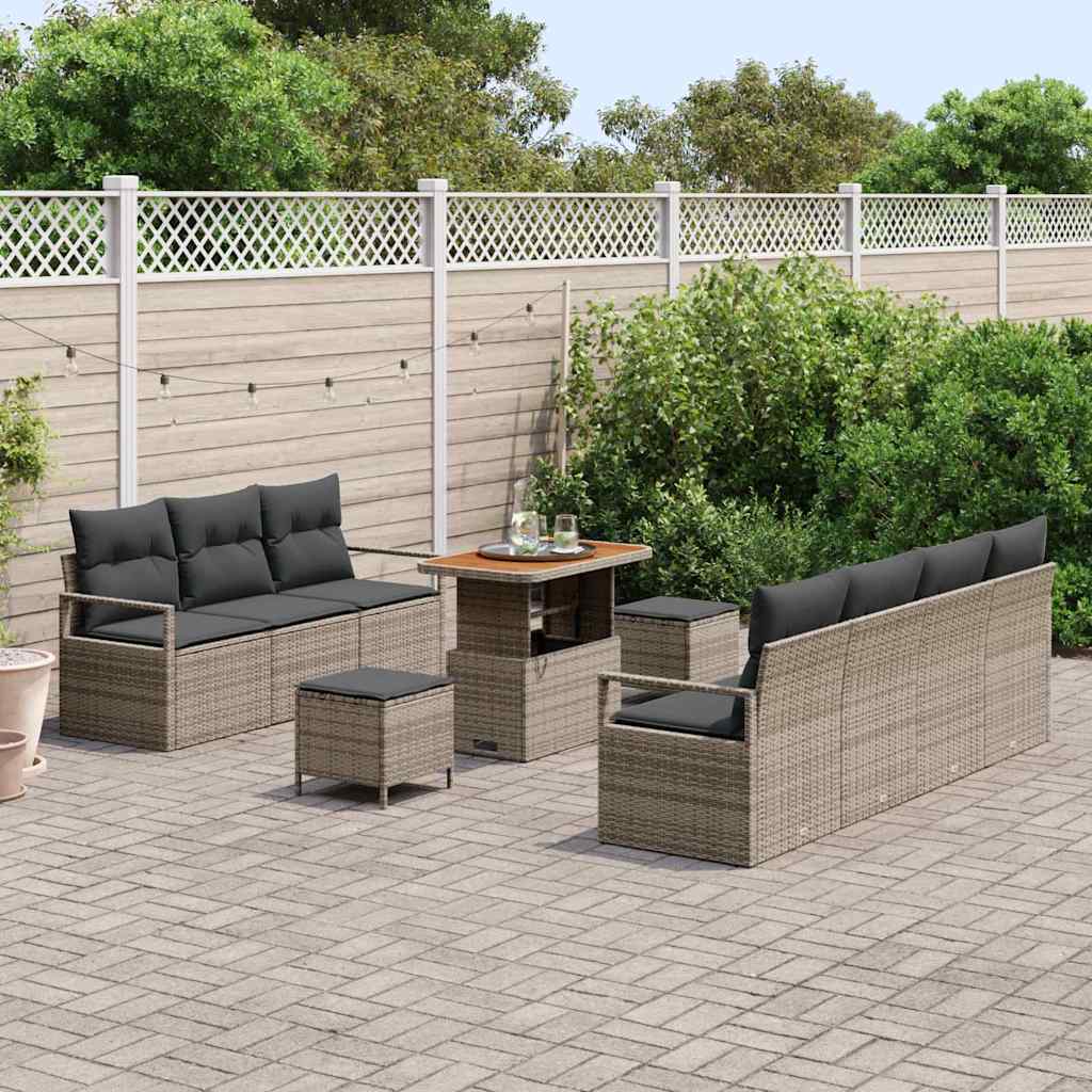Conjunto de Sofá de Jardim 10 pcs Cinzeto 90 x 55 x 71 cm