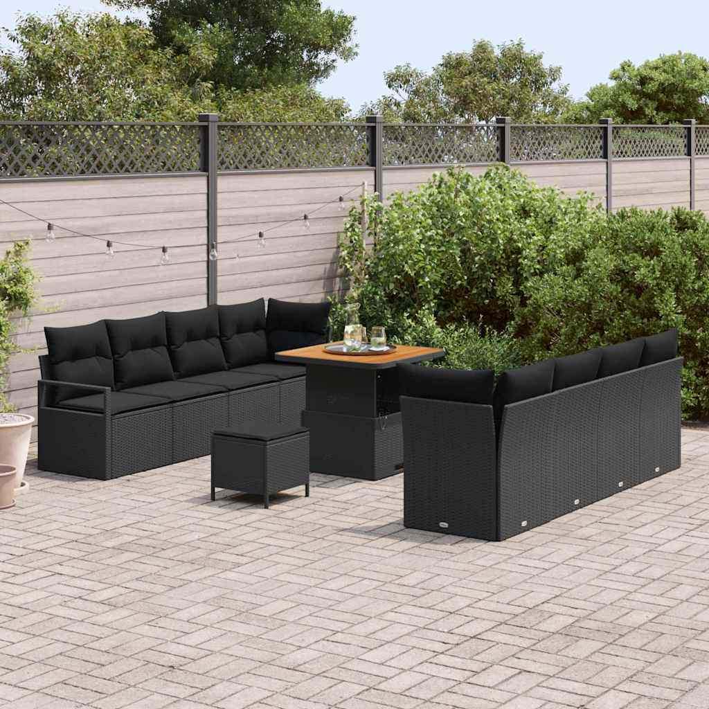 Conjunto de Sofá de Jardim com almofada Preto 80 x 80 x 71 cm