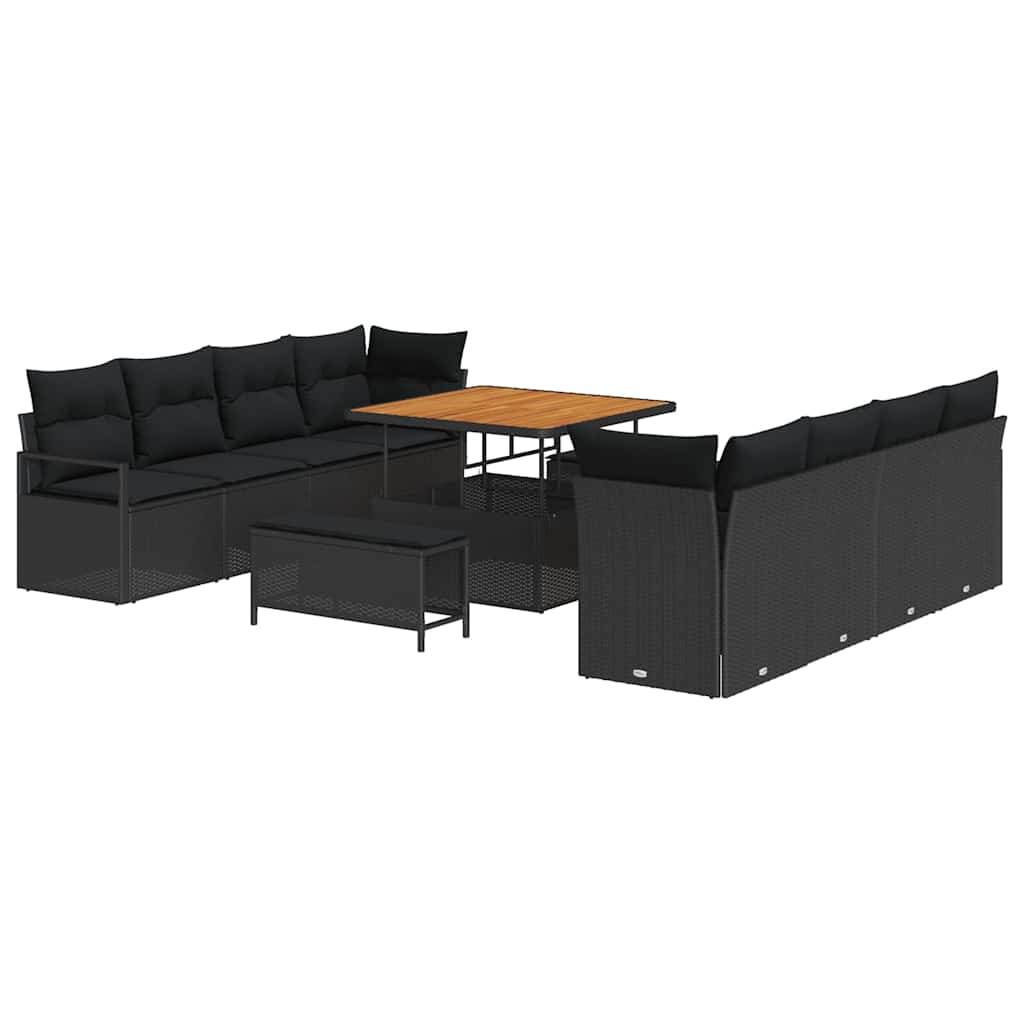 Conjunto de Sofá de Jardim com almofada Preto 100 x 100 x 71 cm