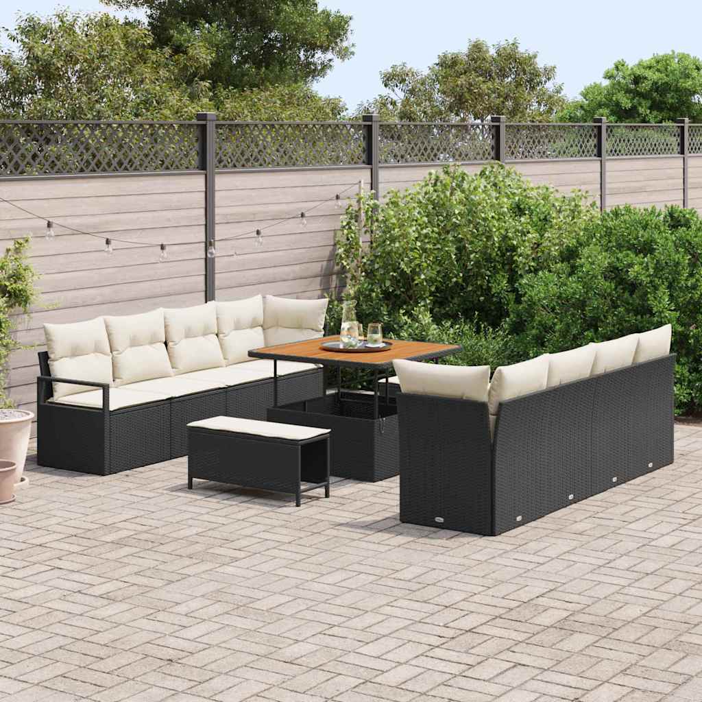 Conjunto de Sofá de Jardim Preto e Creme 100 x 100 x 71 cm