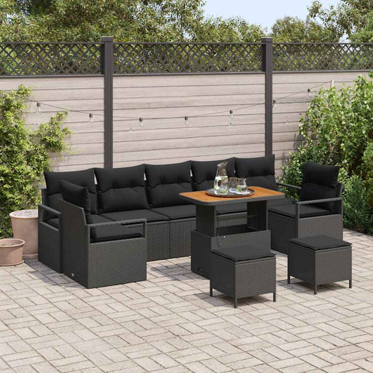 Conjunto de Sofá de Jardim 10 pcs Preto 90 x 55 x 71 cm