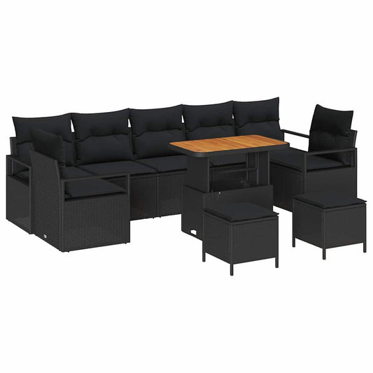 Conjunto de Sofá de Jardim 10 pcs Preto 90 x 55 x 71 cm