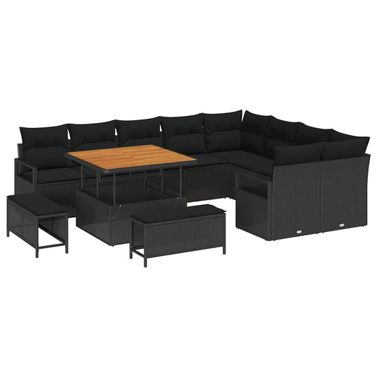 Conjunto de Sofá de Jardim 12 pcs Preto 100 x 100 x 71 cm