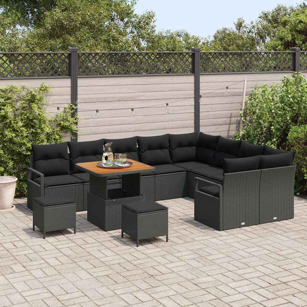 Conjunto de Sofá de Jardim 12 pcs Preto 80 x 80 x 71 cm