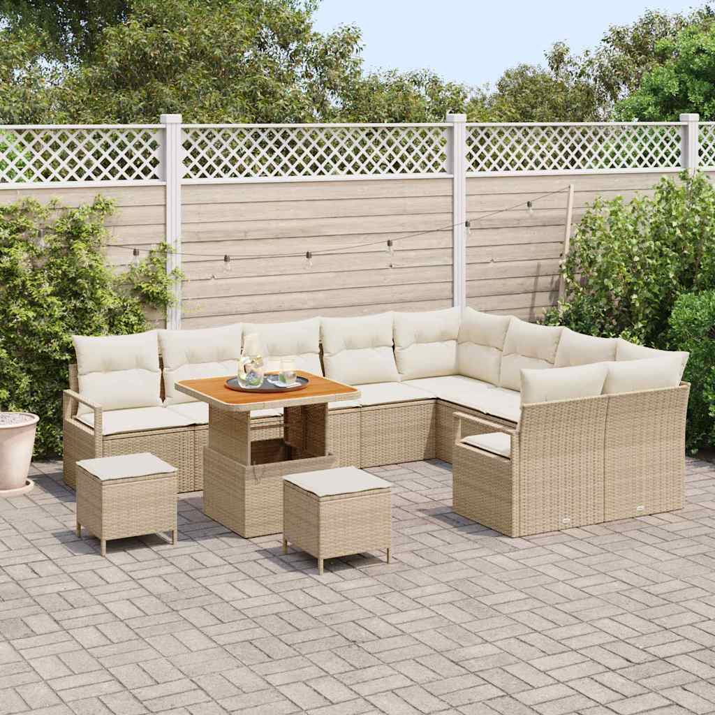 Conjunto de Sofá de Jardim 12 pcs Bege e Creme 80 x 80 x 71 cm