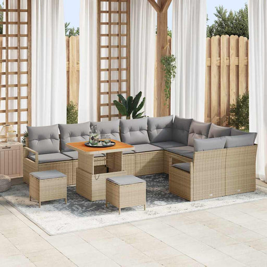 Conjunto de Sofá de Jardim 12 pcs Bege e Cinza Claro